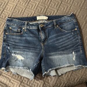 Torrid Blue Jean Shorts with Distressed Hem